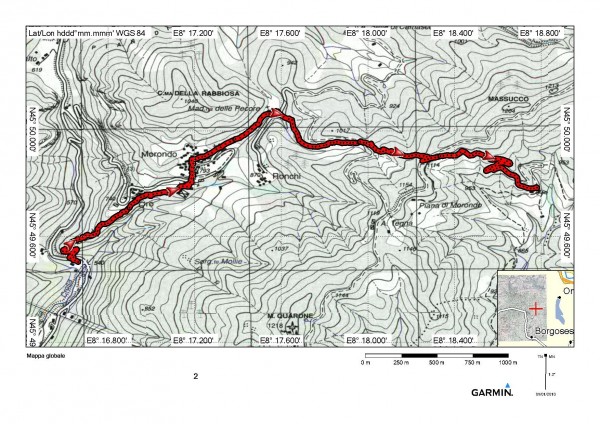 mappa cartinaAlpe Linc da Varallo per Colma Barella  