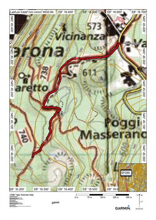 mappa cartinaItinerario 740, a 492m - Valmaggiore